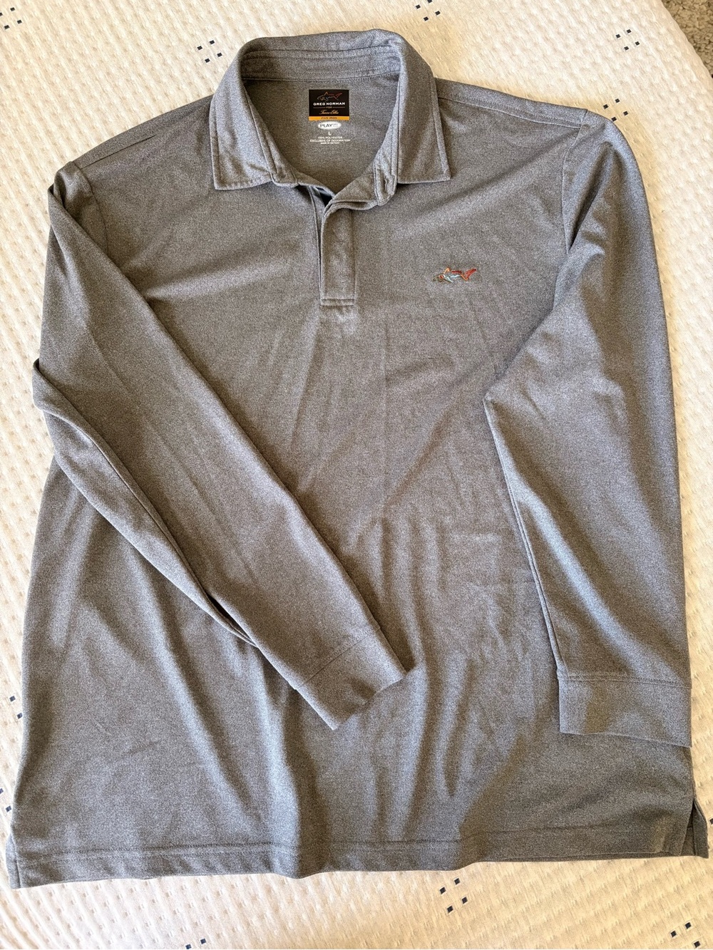 Greg Norman Collection Long Sleeve Polo in Gray